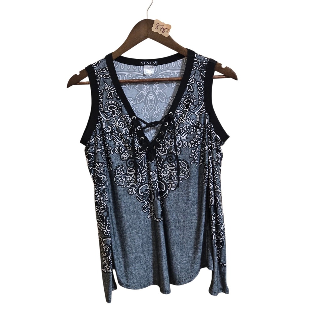 Y2K Venus Women's Top‎ Long Sleeve Shoulders Cut Out Size SM Black White Boho